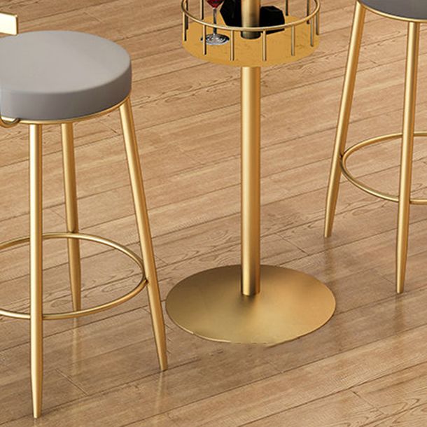 1/3 Pieces Glam Iron Bar Table Set Storage Bistro Set with Faux Marble Top