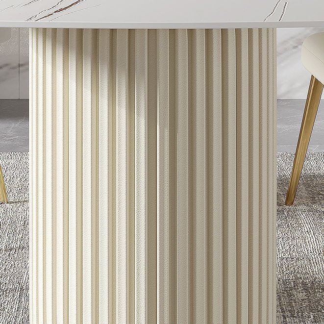 White Glam Dinette Set for Dining Room 1/4/5/7 Pieces Stone Top Dining Table Set