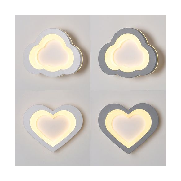 Integrated Led Cartoon Wall Mount Light Modern Simple Acrylic Wall Lighting in White