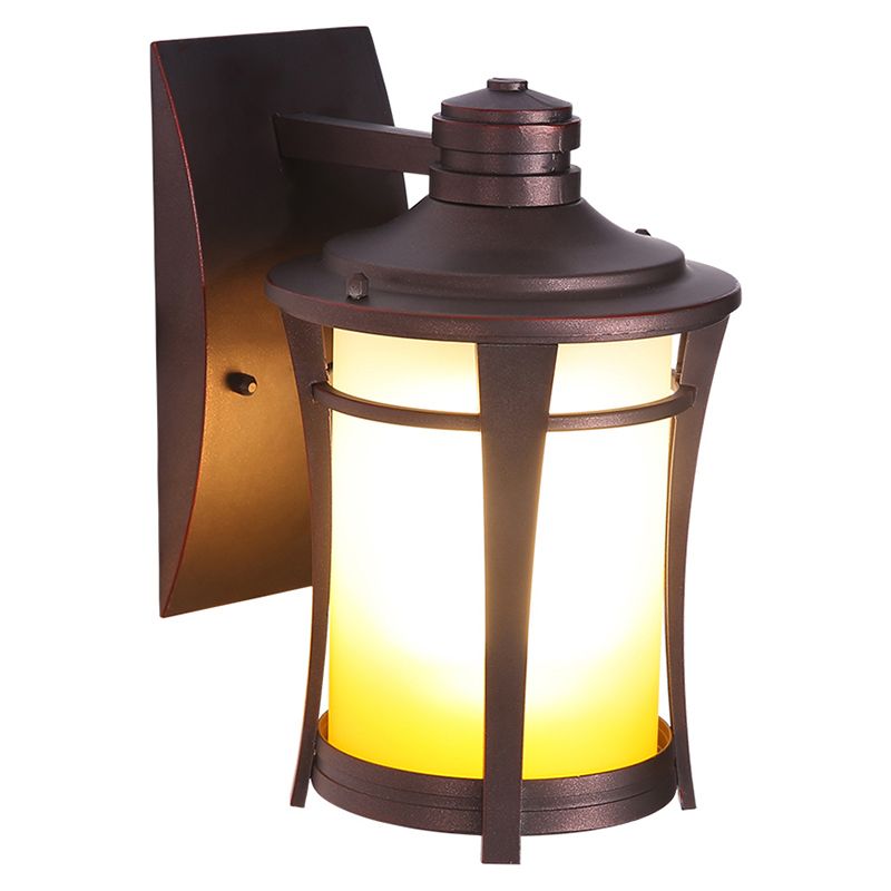 Half Cylinder Shape Glass Wall Lighting Industrial 1 Light Wall Mounted Light in Brown