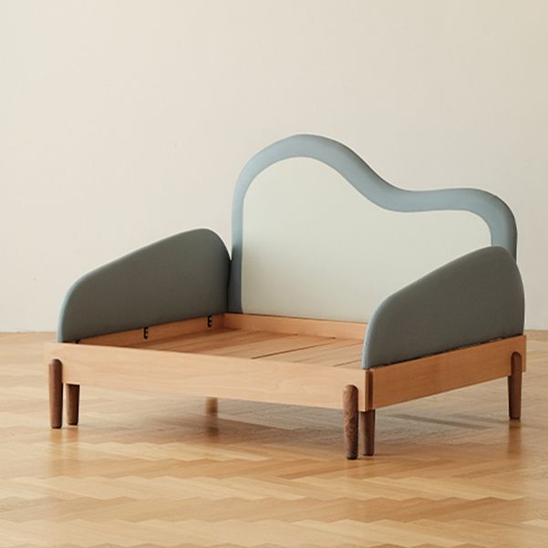 Contemporary Solid Wood Kids Bed Blue/Brown Daybed with Upholstered