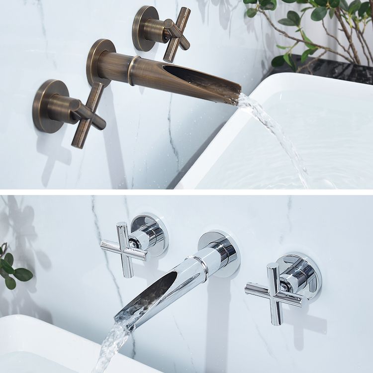 Traditioal Brass Roman Tub Faucet with 2 Cross Handles Tub Faucet