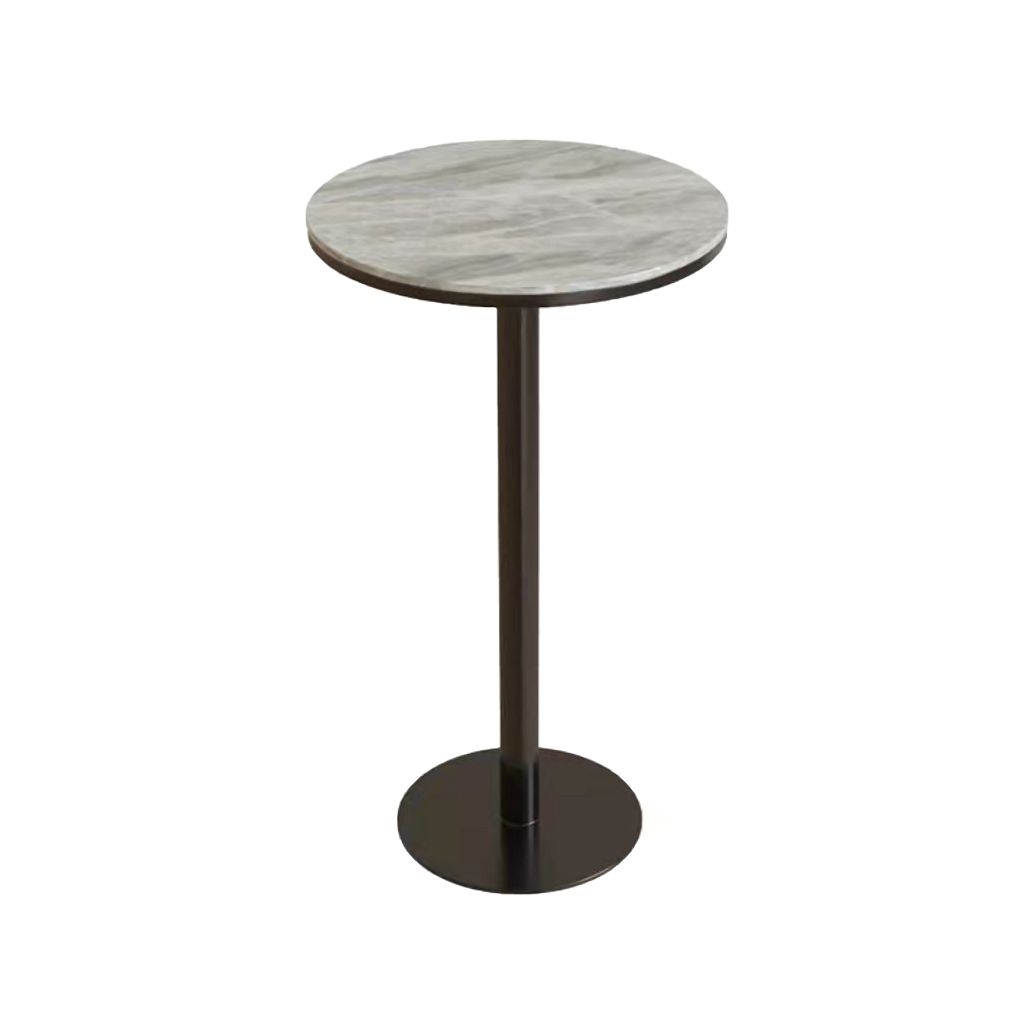 Industrial Round Bar Table Set 1/2/3 Pieces Stone Counter Table with Solid Back Stools