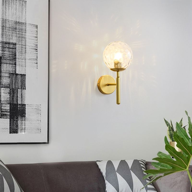 Contemporary Single Head Wall Sconce Glass Ball Shade Wall Mounted Light for Living Room