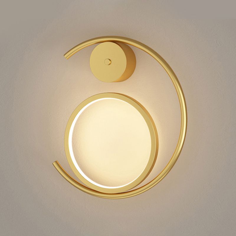 1 Light Sconce Modern Wall Lights Metal Sconce Light in Gold and White