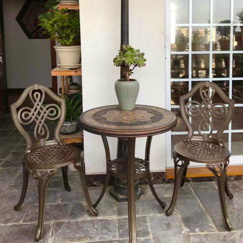 Aluminum Side Table Industrial Round Rust Resistant Patio Table