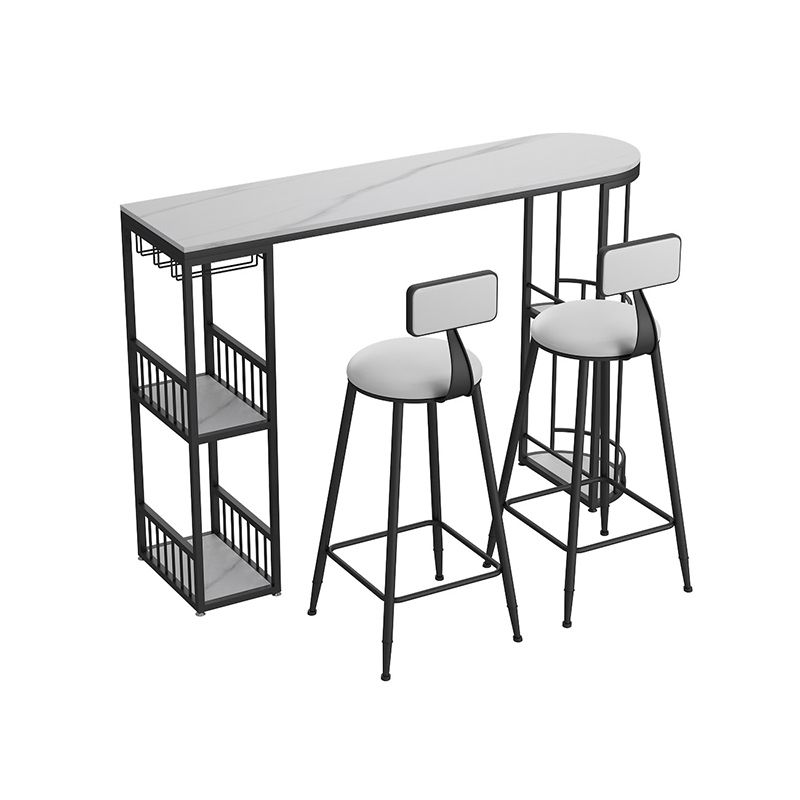 Glam Style Cocktail Bar Table 42-inch Height Metal Base Bar Storage Table