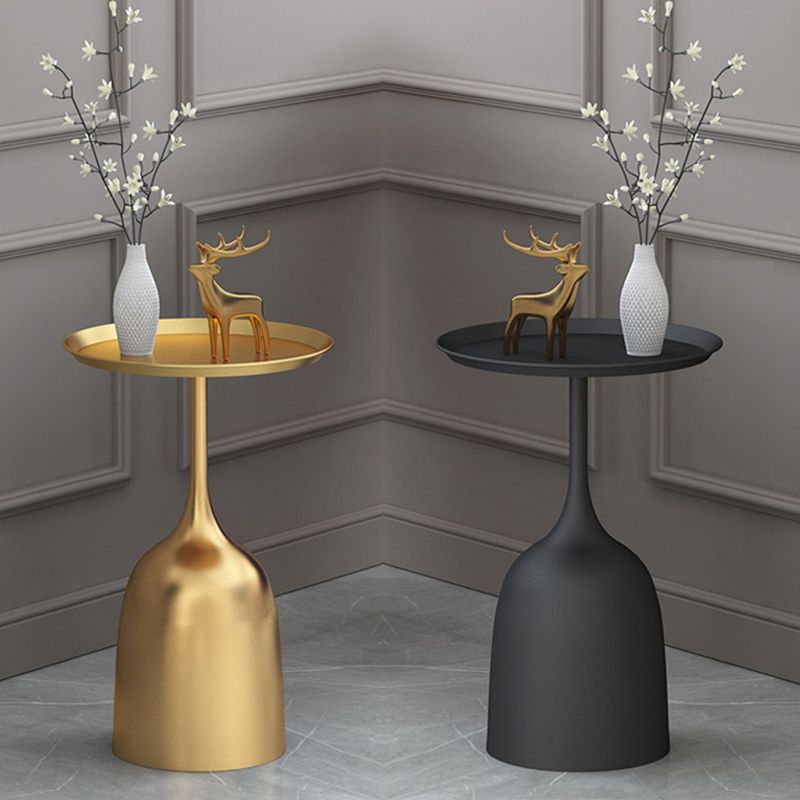 Modern Metallic Pedestal End Table 23.6" Tall Round Side Table