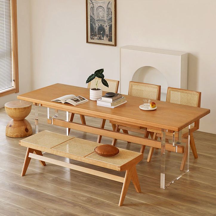 Modern Style Rectangle Dining Table Wood Table with Plastic Legs for Home