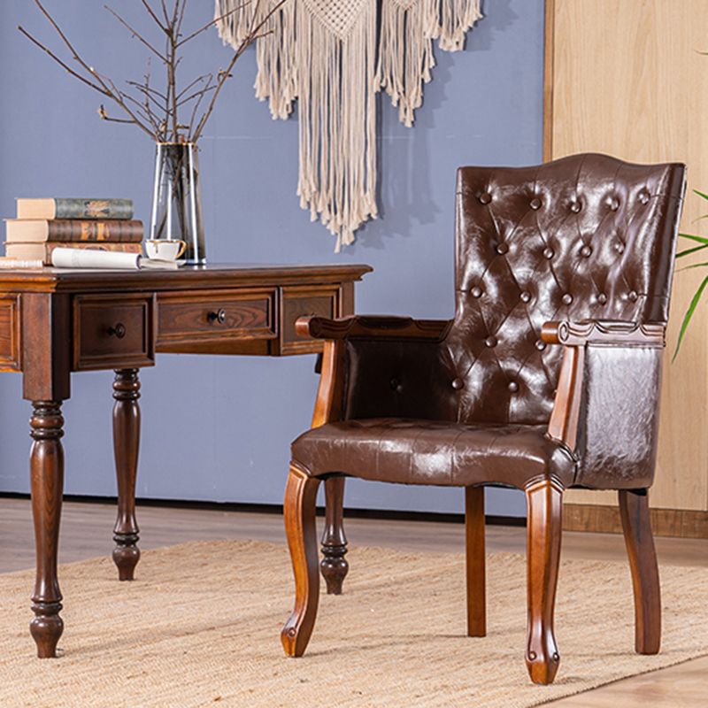 Wood French Country Dining Arm Chair with Color Cushion Parsons Chair for Home