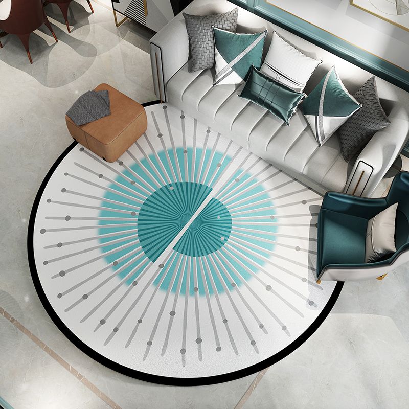 Modern Living Room Rug Multi Colored Geometric Printed Indoor Rug Anti-Slip Pet Friendly Area Carpet