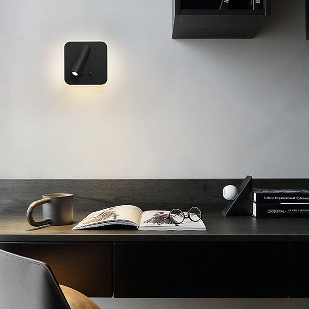 Ponderie murale à LED carrée à 2 lumière dans la simplicité moderne en aluminium givré en aluminium lampe murale pour chambre à coucher