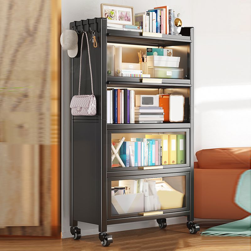 Metal Bookcase, 14.5" W, Geometric Multi Tiers Bookcase Shelves