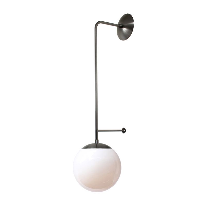 Lampe murale rétro Globe 1-Light transparent / verre blanc Shade Mury Light en laiton / noir pour le salon