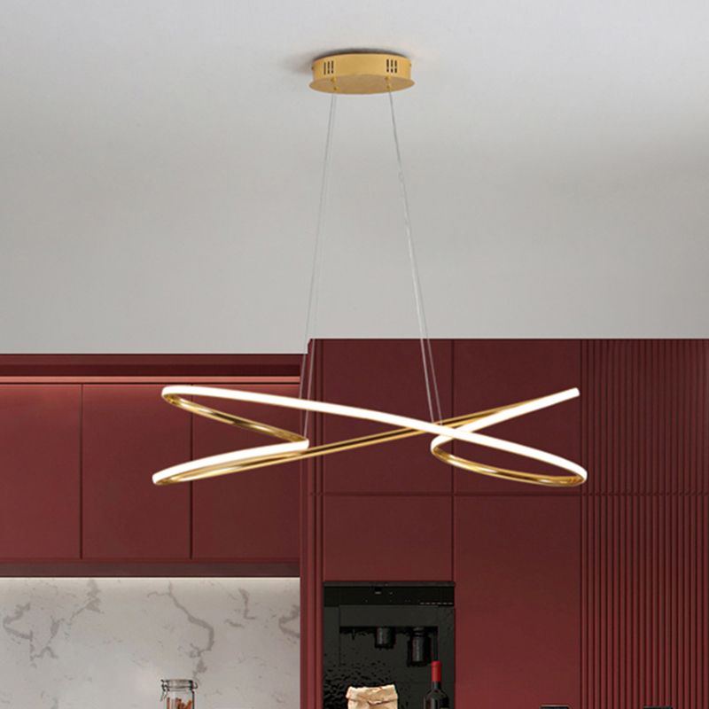 31.5"/39" Wide Twist Acrylic Chandelier Lighting Modernist Led Chrome/Gold Hanging Pendant Light in Warm Light