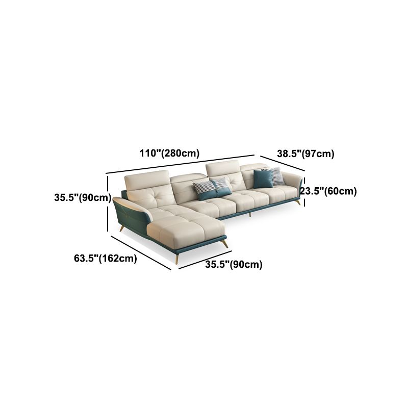 Tuxedo Arm Sectional Sofa 35.43"High Genuine Leather Tufted Split-Back Sofa