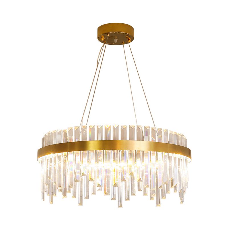 Luz de techo colgante de LED de 16 "/19.5" de ancho de ancho Postmodern Circle de vela de cristal Luz en oro