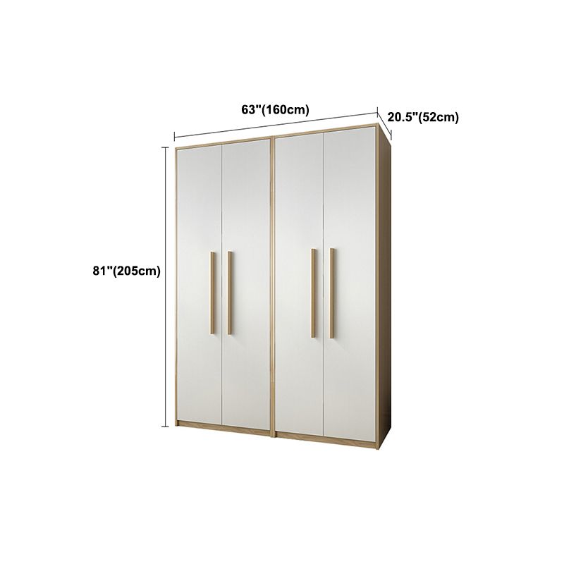 Contemporary White Storage Cabinet for Bedroom Manufactured Wood Hinged Door Cabinet