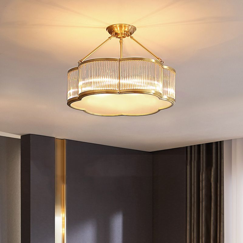 Gold Shaded Ceiling Mounted Fixture Simple Crystal Bedroom Ceiling Mount Light Fixture
