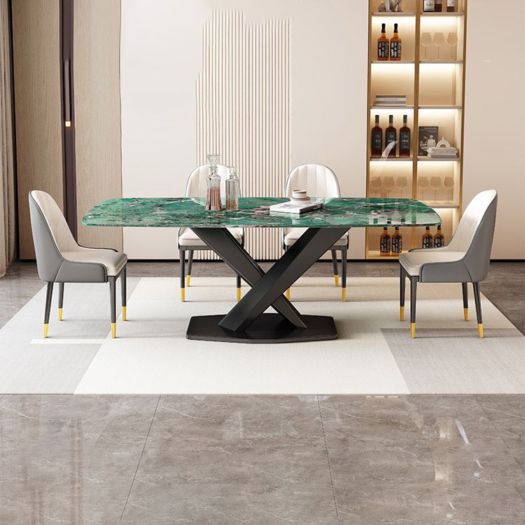 Stone and Metal Dining Room Table Modern Rectangle Dining Site Table