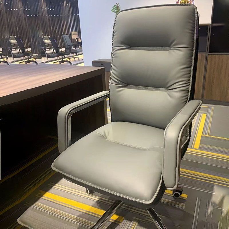 Modern Fixed Arms Chair Leather Management Office Chair with Wheels