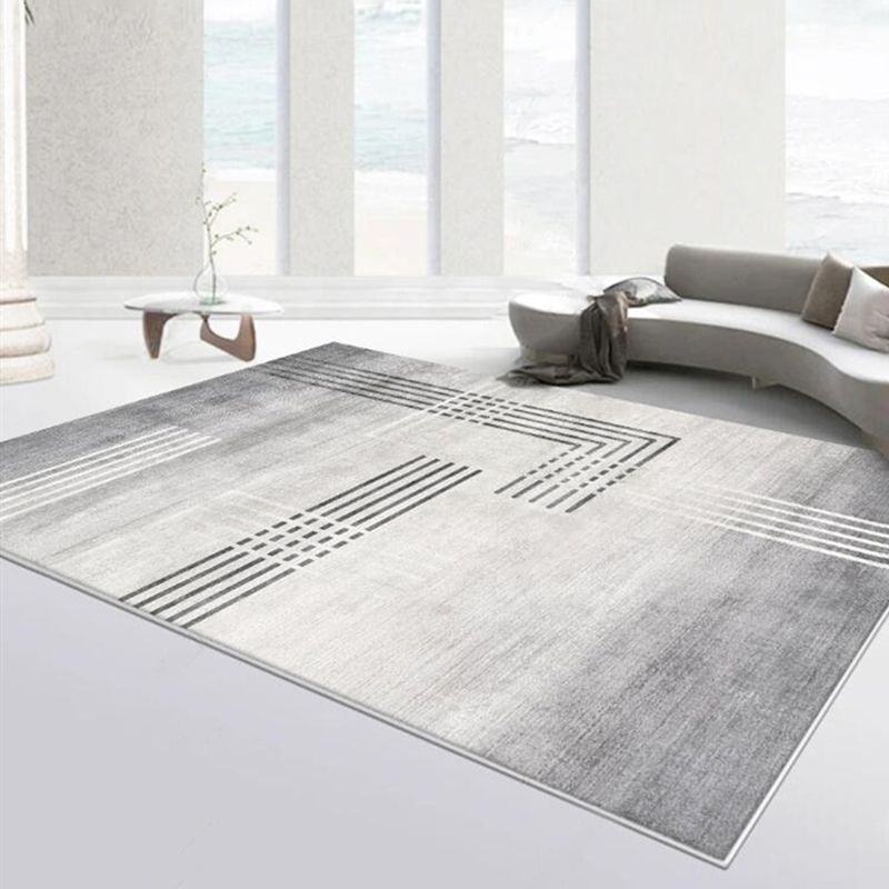 Modern Living Room Carpet Antique Gray Tone Watercolor Rug Polyster Stain Resistant Indoor Rug