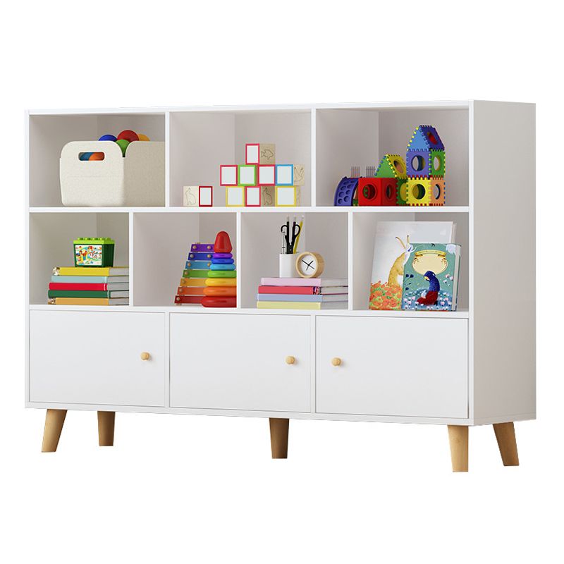 Wooden Shelf Bookcase Closed Back Bookshelf with Doors for Office