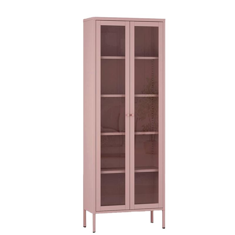 Standard Metal Bookshelf Closed Back 5 Shelves Bookcase with Doors