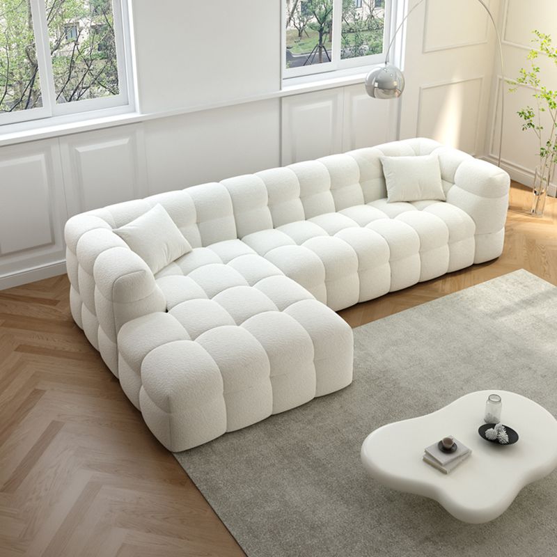 Scandinavian Living Room Sectional Sofas White L-Shape Modular Sleeper Sectional