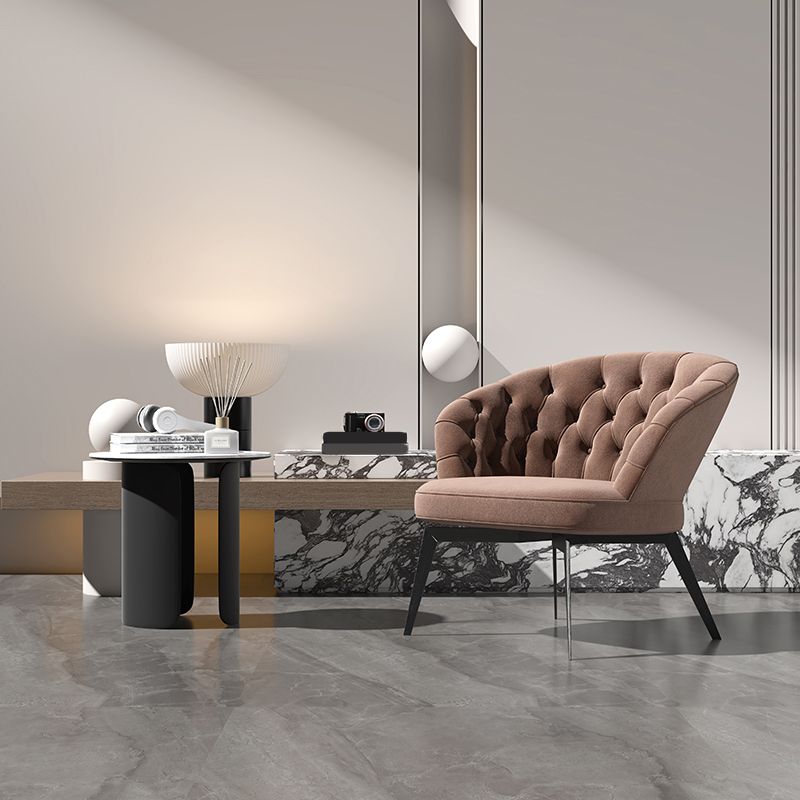 Industrial Brown Armless Chair Tufted Back Basic Four Legs Side Chair
