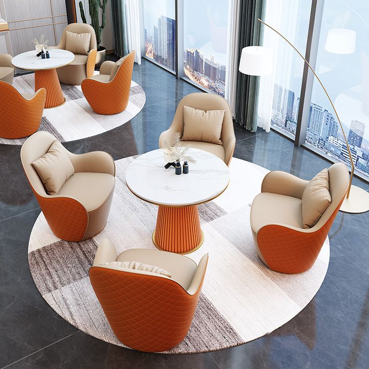 Round  Dinette Table Traditional Luxury Dinner Room Kitchen Table with Metal Base