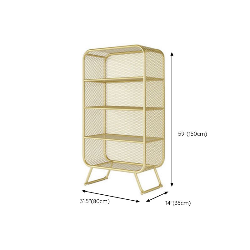 Closed Back Bookshelf Standard Metal Glam Bookcase with Shelves