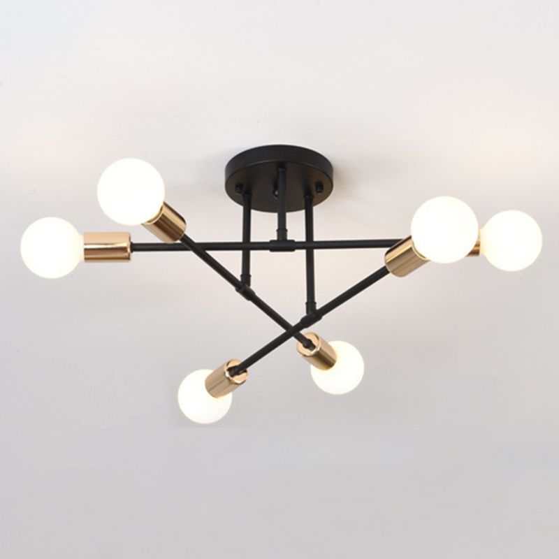 Attacco semifulto a 6 luci in ferro battuto in stile industriale Sputnik Metal Aitura del soggiorno per soggiorno