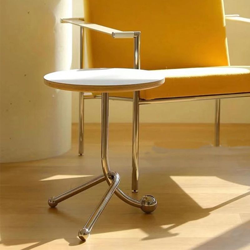 Modern Steel 3 Legs End Table Dia 11" Wood Top Bedside Table