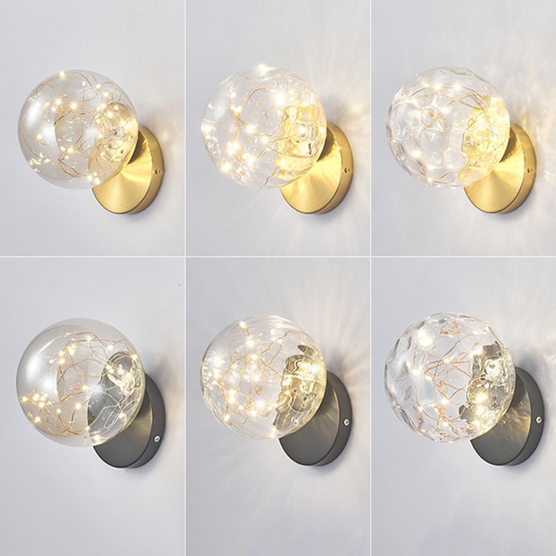 Transparent Glass Orb Mini Wall Lamp Nordic Style Creative LED Light Strings Bedside Light