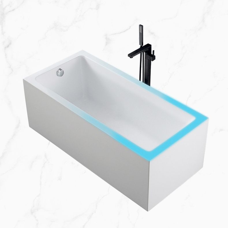 White Acrylic Rectangular Bathtub Soaking Freestanding with Left Drain
