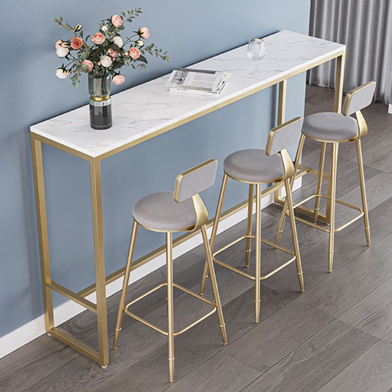 Stone Bar Dining Table Glam Rectangle Bar Table with Trestle for Milk Tea Shop