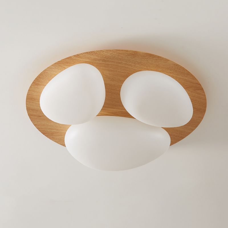 3-Lights Modern Style Flush Mount Wood Ceiling Light for Bedroom