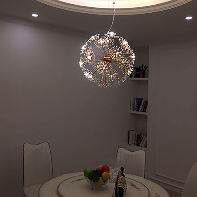 Modern Style Chandelier Light Crystal Sphere Multi Head Pendant Light for Living Room