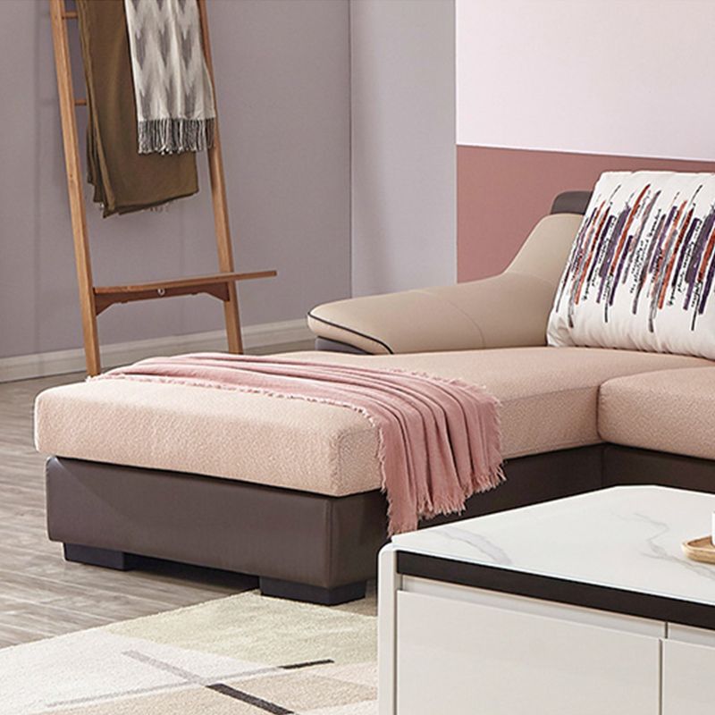 Contemporary 5-Seat Sectionals * Chaise Fabric and Leather Loose Back Sectional Sofa