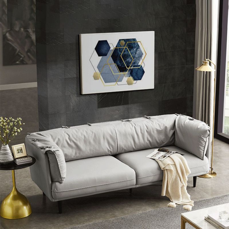 Modern Faux Leather Standard Settee Tuxedo Arm Sofa for Living Room