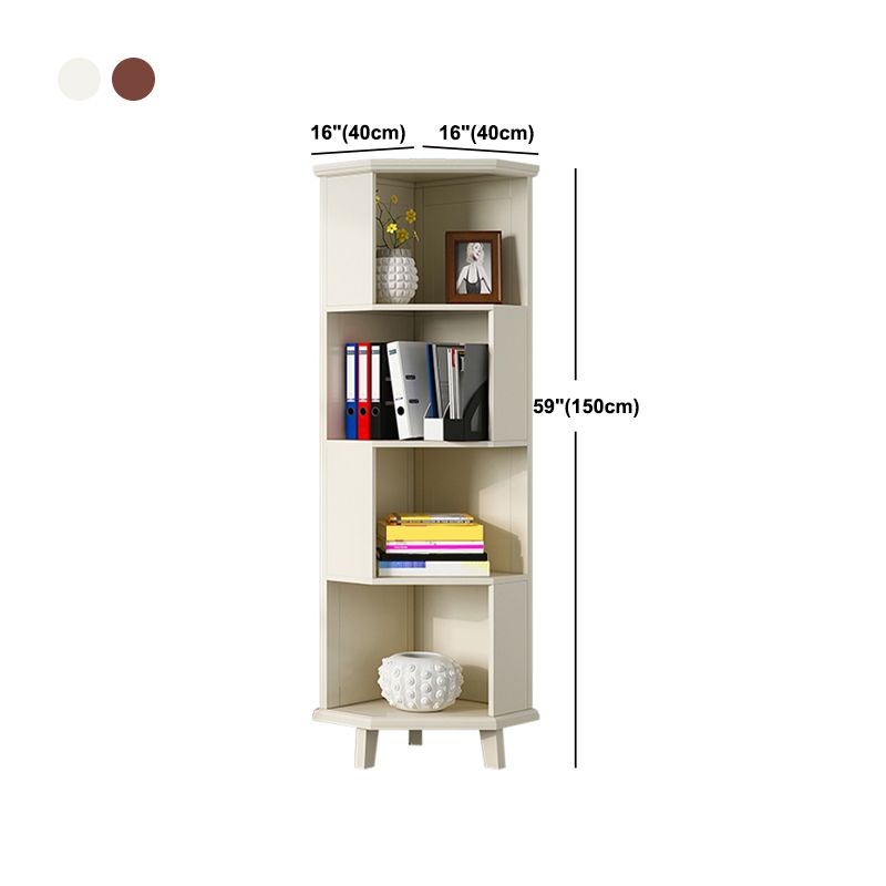 Brown / White Wooden Corner Chest, 15.75" Wide Accent Chest with Shelves
