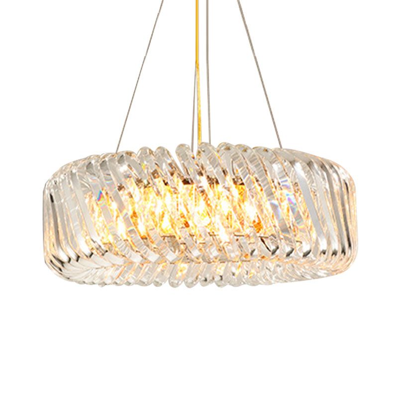 Luz de lámpara de araña redonda de cristal transparente de 4/9 luces hacia abajo para sala de estar