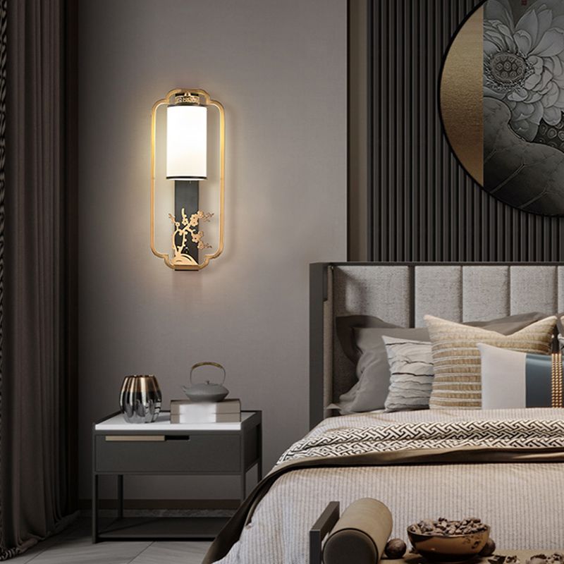 New Chinese Style Copper Wall Light Glass Shade Bulb Wall Lamp for Living Room