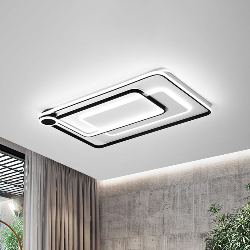 Rectangular Stacking Parlor Flush Light Acrylic Modern Stylish LED Ceiling Mounted Fixture in Black, Warm/White Light