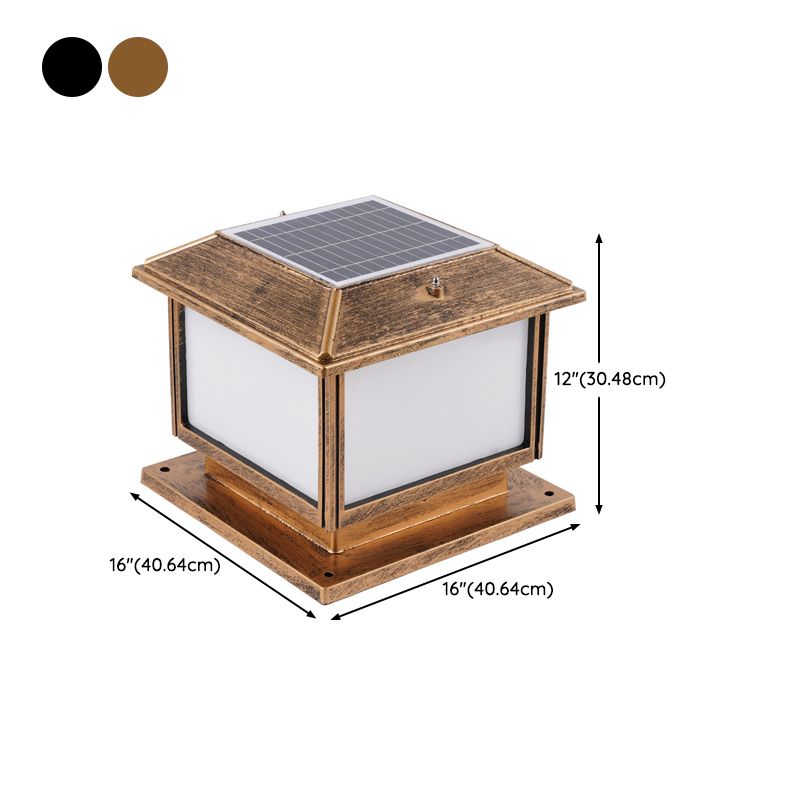 Modern Pillar Lamp Simple Solar Lamp with Acrylic Shade for Backyard