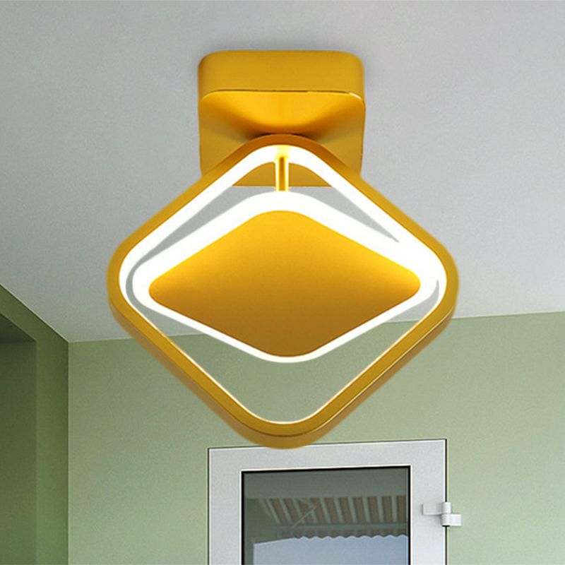 Oro Finitura Rhombus Frame Flushmount Minimal LED Metallo Flush Montato Luce in Bianco/Caldo