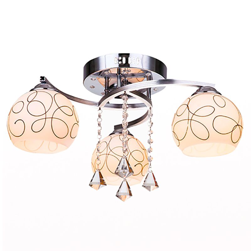 Lámpara semi empotrada Globe Lámparas semi empotradas modernas de múltiples luces con pantalla de vidrio blanco
