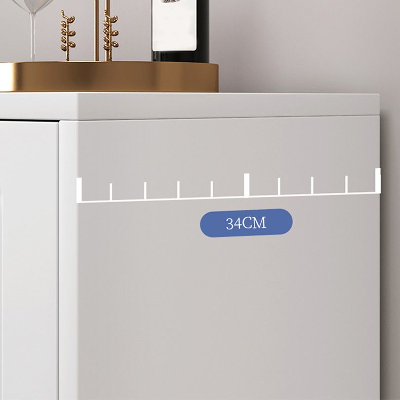 Contemporary White Wooden Accent Cabinet with Doors and Drawers
