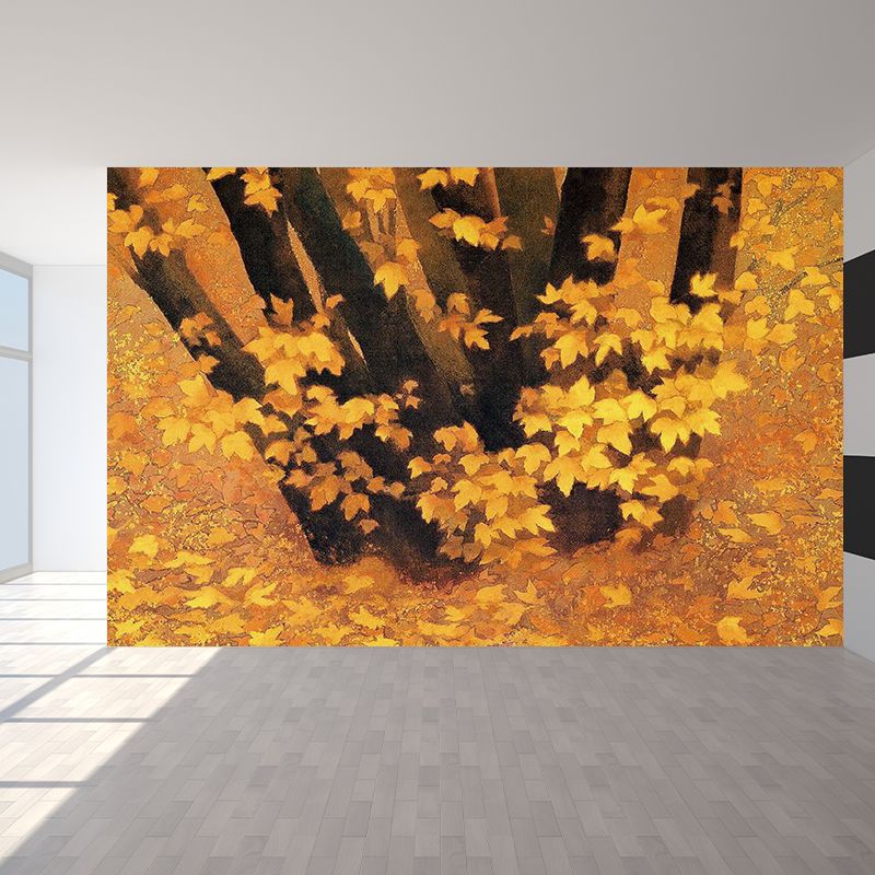 Whole Maple Leaves Wall Mural Moisture Resistant Modern Dining Room Wall Covering